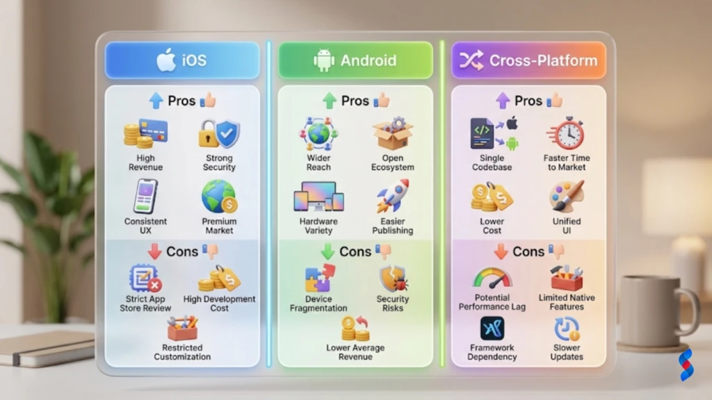 Mobile App Readiness: The Ultimate 2025 Guide to Ensure Success 3 a-comparison-chart-outlining-the-pros-and-cons-of-ios-android-and-cross-platform