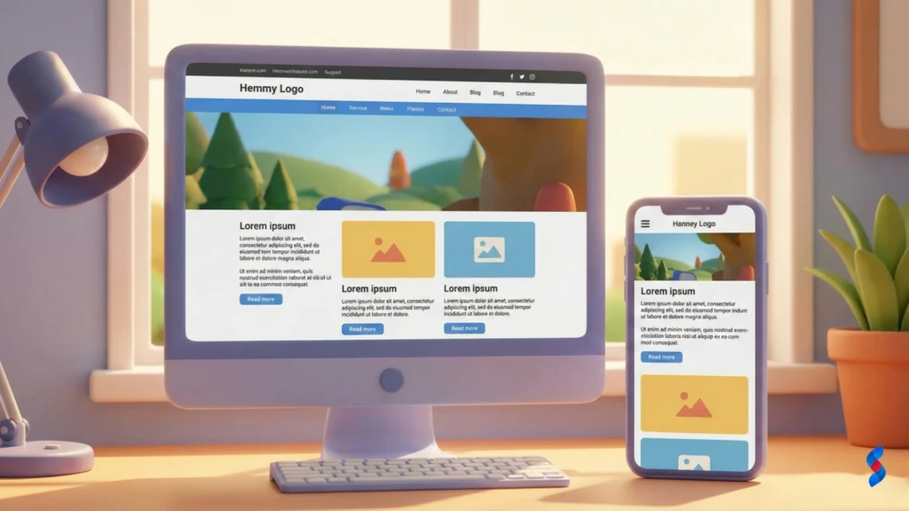 Mobile Friendly Website: The Amazing Guide for 2025 1 a-comparison-of-a-website-displayed-on-a-desktop-and-a-mobile-device