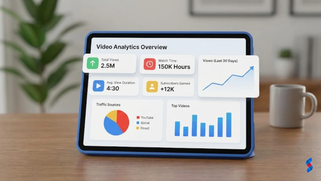 Video ROI: The Amazing Ultimate Guide for 2025 3 a-dashboard-showing-key-video-analytics-metric