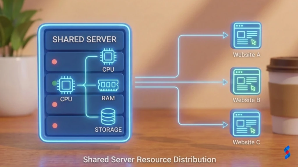 Shared Hosting: The Ultimate Guide to Its Best Use Cases in 2025 2 a-diagram-illustrating-how-a-shared-server-distributes-resources-among-multiple-websites