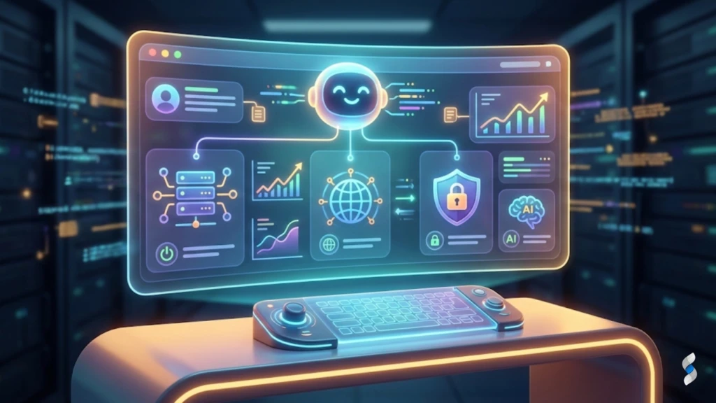 Shared Hosting: The Ultimate Guide to Its Best Use Cases in 2025 8 a-futuristic-concept-of-a-web-hosting-control-panel-powered-by-ai