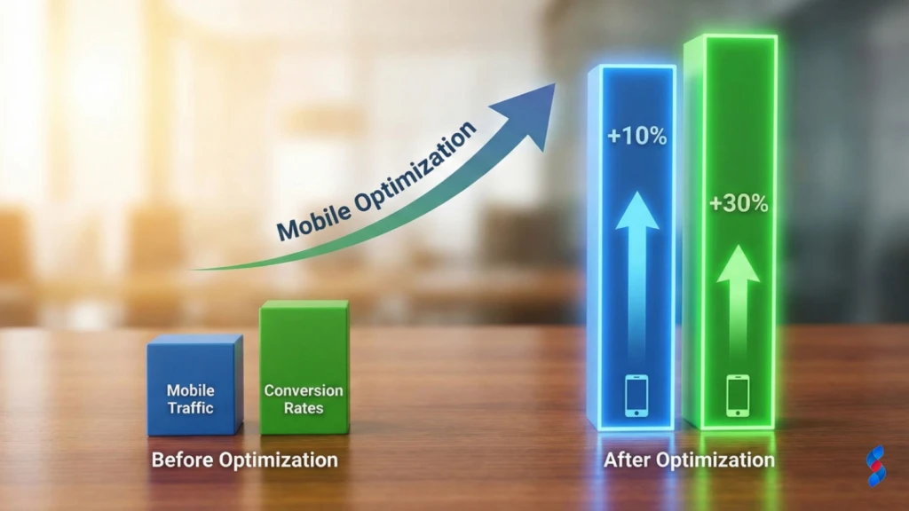 Mobile Friendly Website: The Ultimate Guide to Success in 2025 5 a-graph-showing-the-increase-in-mobile-traffic-and-conversion-rates-after-implementing