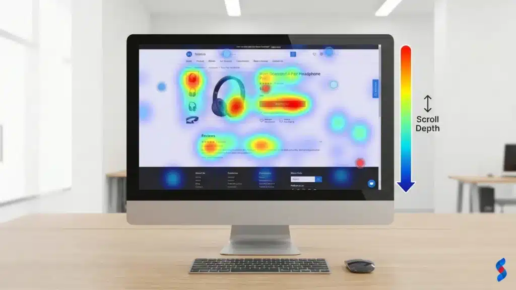 Amazing UX Design Ecommerce Guide: Boost Sales in 2025 1 a-heatmap-showing-user-clicks-and-scrolling-behavior-on-an-e-commerce-product-page