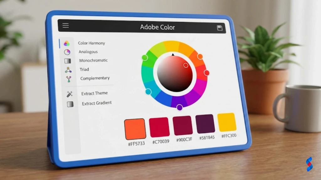 Logo Colors: The Ultimate Guide to Attracting Your Ideal Customer in 2025 3 a-screenshot-of-the-adobe-color-interface-showing-various-color-schemes-and-tools