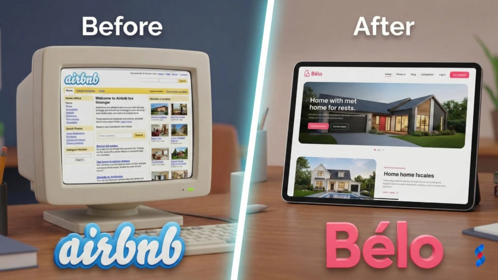Graphic Design Future: The Amazing Outlook in 2025 7 before-and-after-images-of-airbnb's-logo-and-website