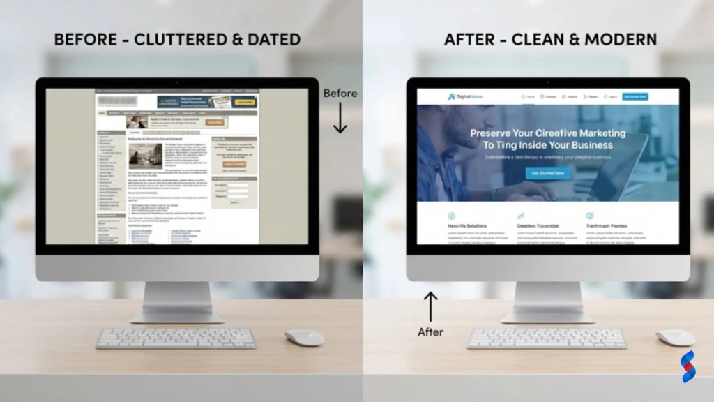 UI UX: The Amazing Guide to Stop Losing Customers in 2026 1 a-before-and-after-comparison-of-a-websites-ui-showing-the-improvement-in-design