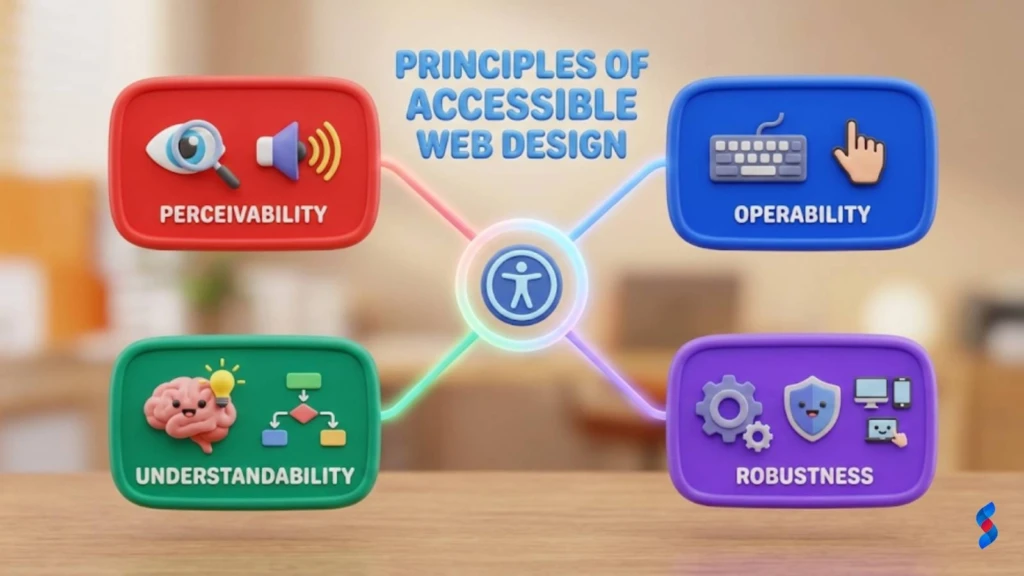 UI UX: The Amazing Guide to Stop Losing Customers in 2026 2 a-diagram-illustrating-the-principles-of-accessible-web-design,-focusing-on-perceivability