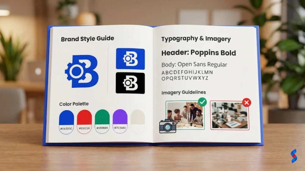 Graphic Design Branding: Ultimate Guide in 2026 1 a-sample-page-from-a-brand-style-guide-showing-logo-variations-color-palette