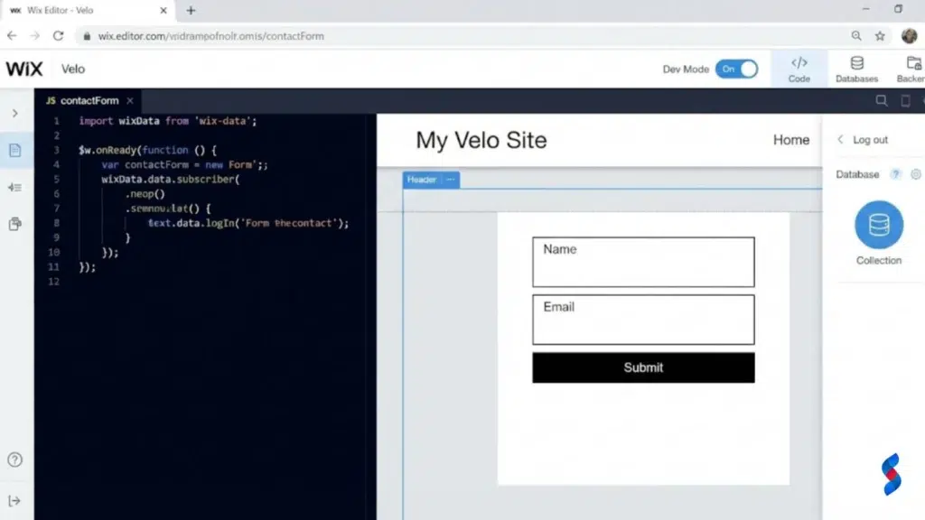 Wix Development: The Ultimate Guide for 2026 Beginners 2 screenshot-of-the-wix-velo-interface,-showing-the-code-editor-and-visual-development